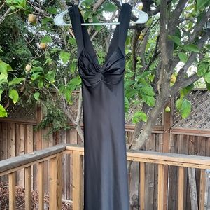 Elegant Black Satin Calvin Klein Evening Gown/Prom Dress